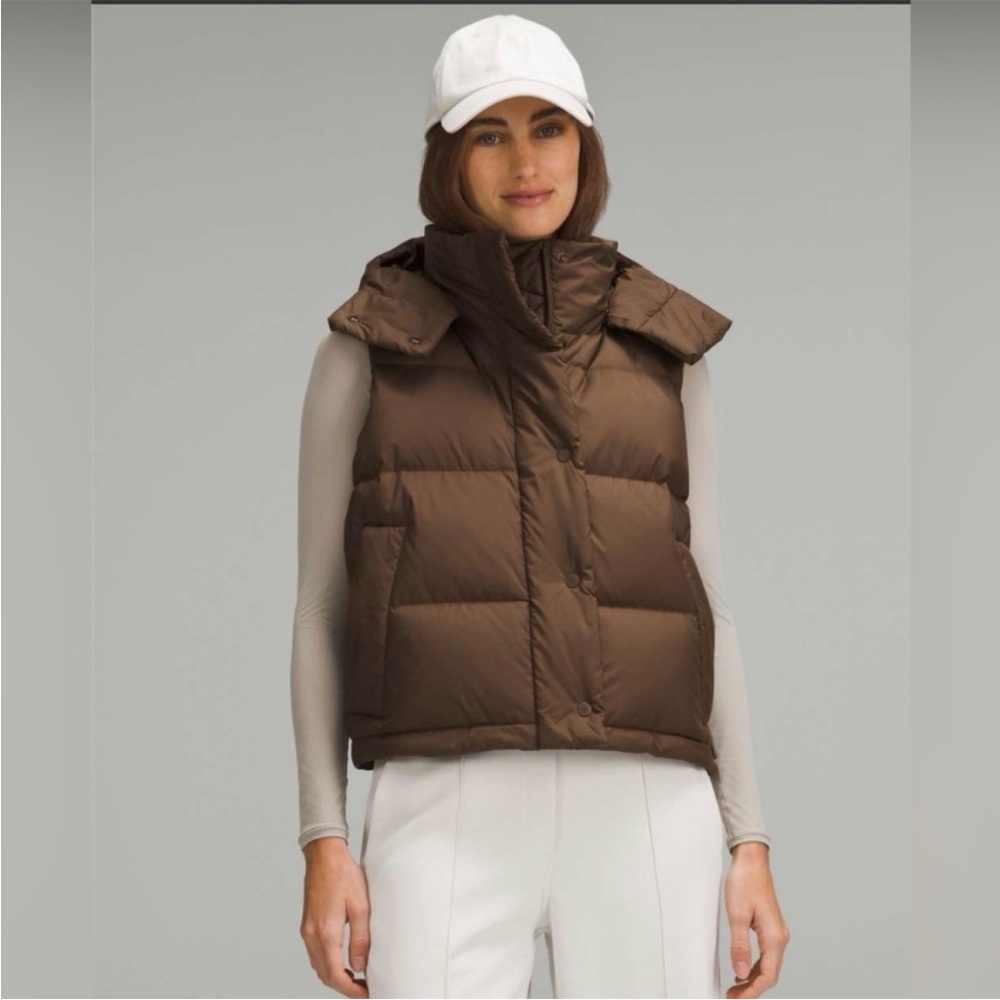 Lululemon Wunder Puff Cropped Vest Brown Soil Size 6 Goose Down Puffer
